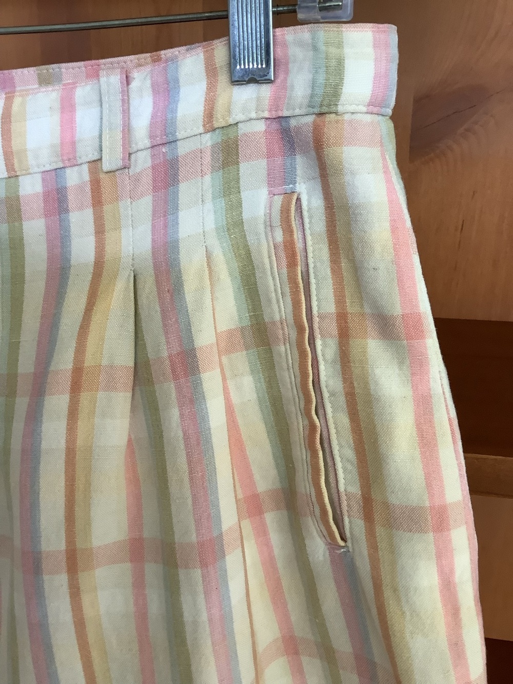 Vintage 90s Reitmans Linen Ramie Plaid Bermuda Shorts Pastel Preppy Size 11 - Picture 5 of 16